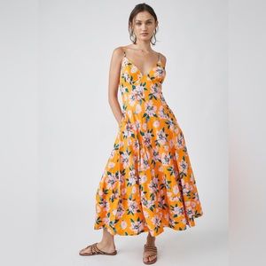 Free People Finer Things Maxi Dress in Sunshine Combo, Size XS